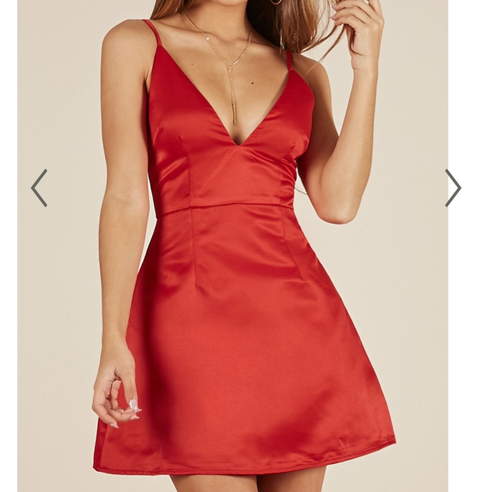 SHOWPO SAME OLD LOVE DRESS IN RED SATIN